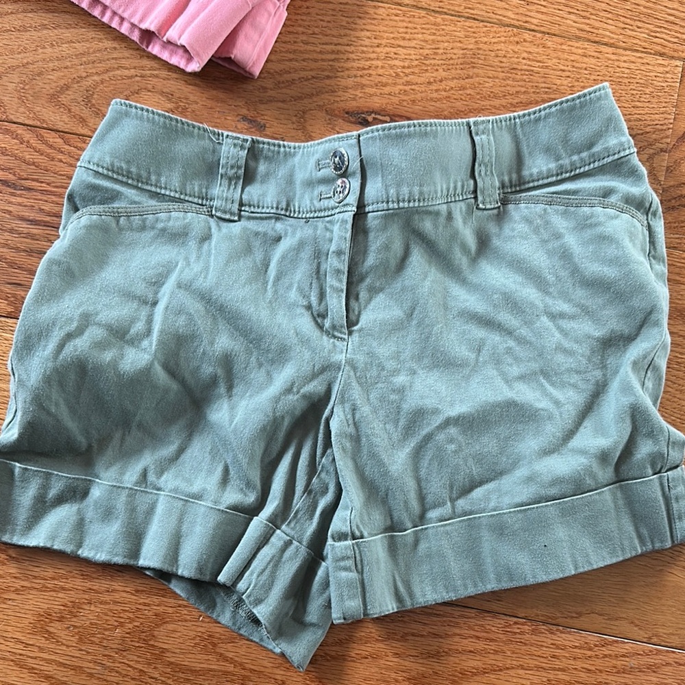 White House Black Market High Waist Pink and Green Summer Shorts - Picture 7 of 10